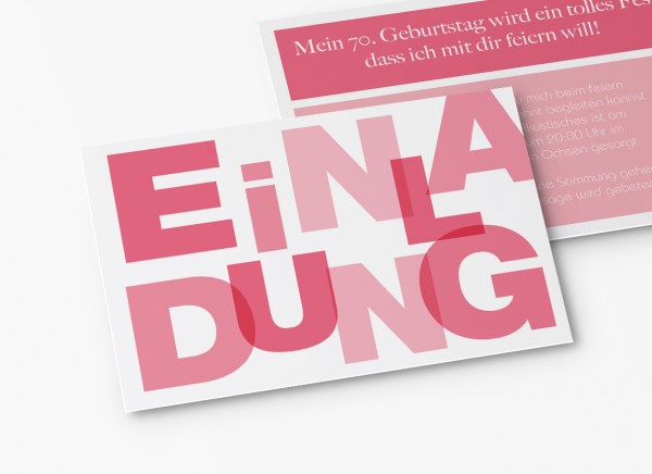Einladungskarten 70. Geburtstag Große Buchstaben