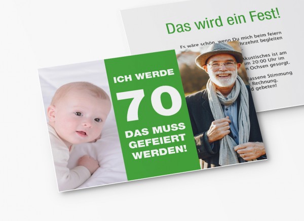 Einladungskarten 70. Geburtstag vom Baby bis Heute