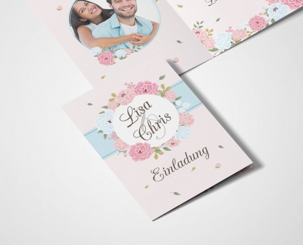 Einladungskarten Hochzeit Hochzeitskarten mit Druck - Blumen Kreis