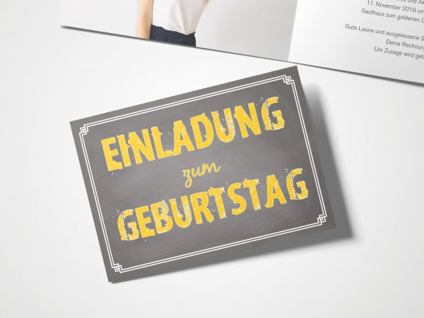 Einladungskarten 30. Geburtstag Schild gelb