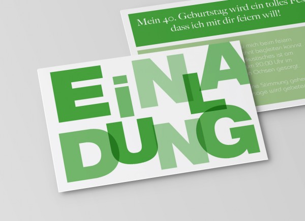 Einladungskarte Große Buchstaben