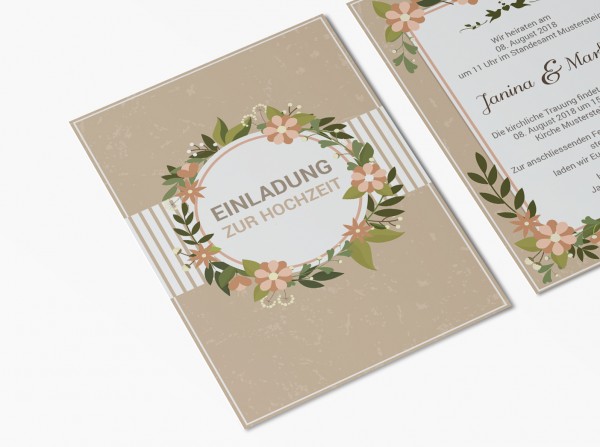 Einladungskarten Hochzeit Hochzeitskarten mit Druck - Blumenring