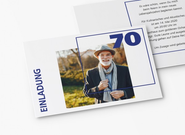 Einladungskarten 70. Geburtstag Quader Gitter