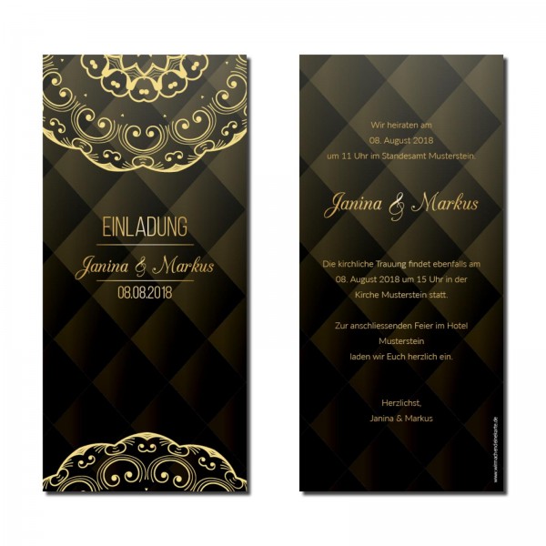 Einladungskarten Hochzeit Hochzeitskarten mit Druck - Black&Gold